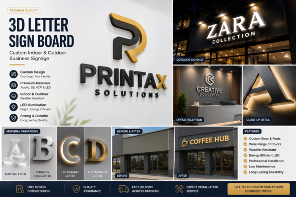 Premium 3D Letter Sign Board – Custom Indoor & Outdoor Business Signage