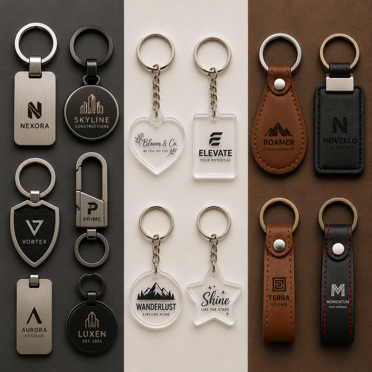 Premium Black Leather Metal Keychain for Men | Luxury Round Metal Key Ring