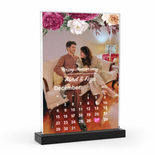 Personalized Happy Anniversary Acrylic Frame – Custom Photo, Names & Date