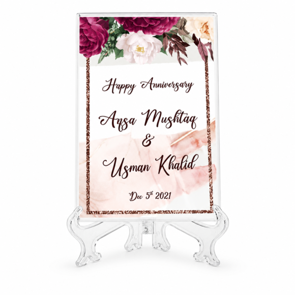 Personalized Happy Anniversary Acrylic Frame – Custom Photo, Names & Date