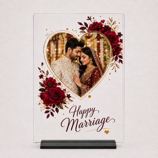 Happy Marriage Personalized Acrylic Photo Frame