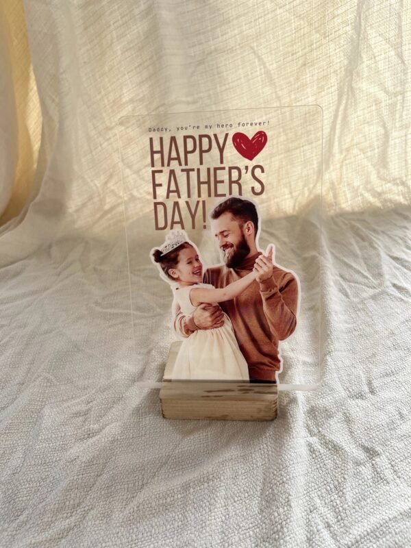 Daddy you're my hero acrylic frame with father daughter cutout photo