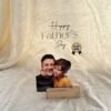 Happy Father's Day acrylic frame with father-son photo on wooden stand