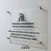 Custom UV printed acrylic sign plate with metal wall spacers