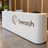 Custom acrylic display sign with 3D logo on reception desk