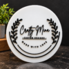 Custom 3D acrylic sign board with raised black lettering and decorative design
