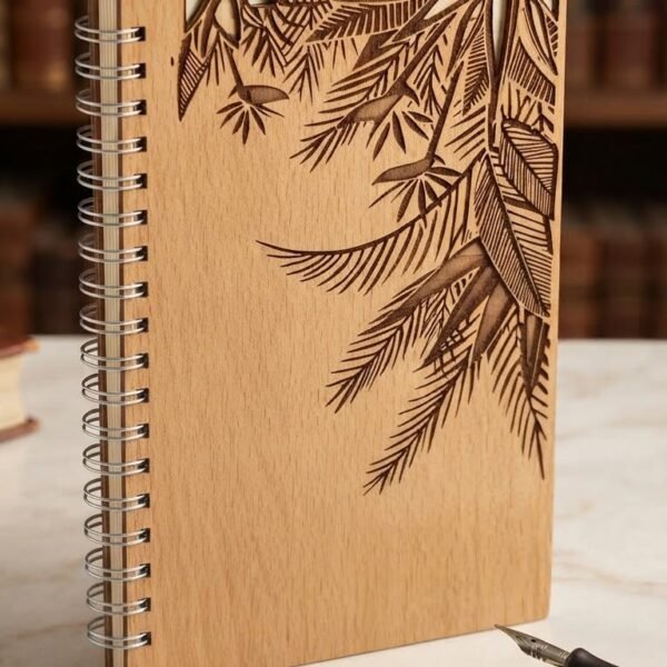Wooden Engraved Diary Wooden engraved diary with custom laser engraved cover and spiral binding