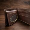Brown Leather Wallet Interior Brown leather wallet interior with multiple card slots and coin pocket