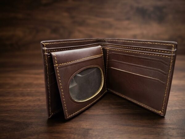 Brown Leather Wallet Interior Brown leather wallet interior with multiple card slots and coin pocket