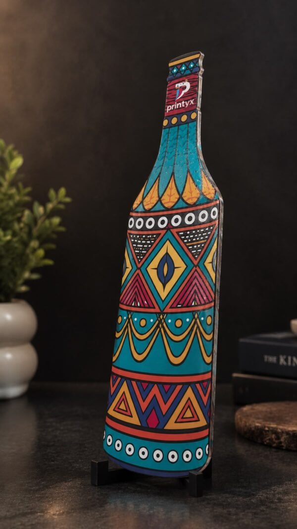Custom UV Printed Acrylic Bottle Cutouts Custom acrylic bottle cutout with colorful UV printing designs