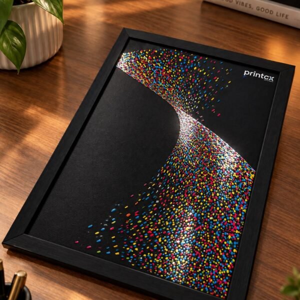 Custom spot UV printed photo frame with colorful abstract design