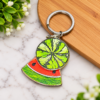 Custom UV Printed Double Fruit Charm Keychain UV printed double fruit charm keychain with colorful lime and watermelon designs attached to one silver ring.